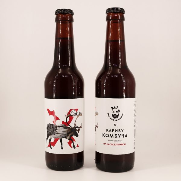 Карибу_комбуча_на_чаге_с_клюквой_1 Комбуча на чаге с клюквой, бутылка 500 мл
