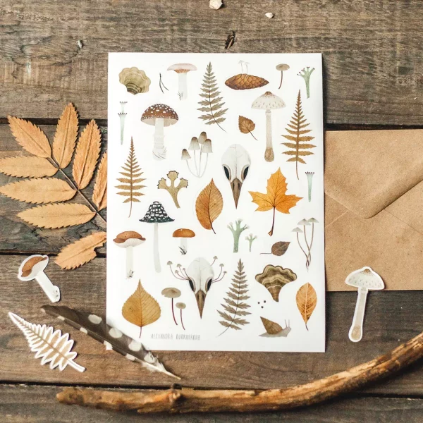 Стикеры «Птичий череп и листья» Дворникова А. (1) Стикеры "Птичий череп и листья"